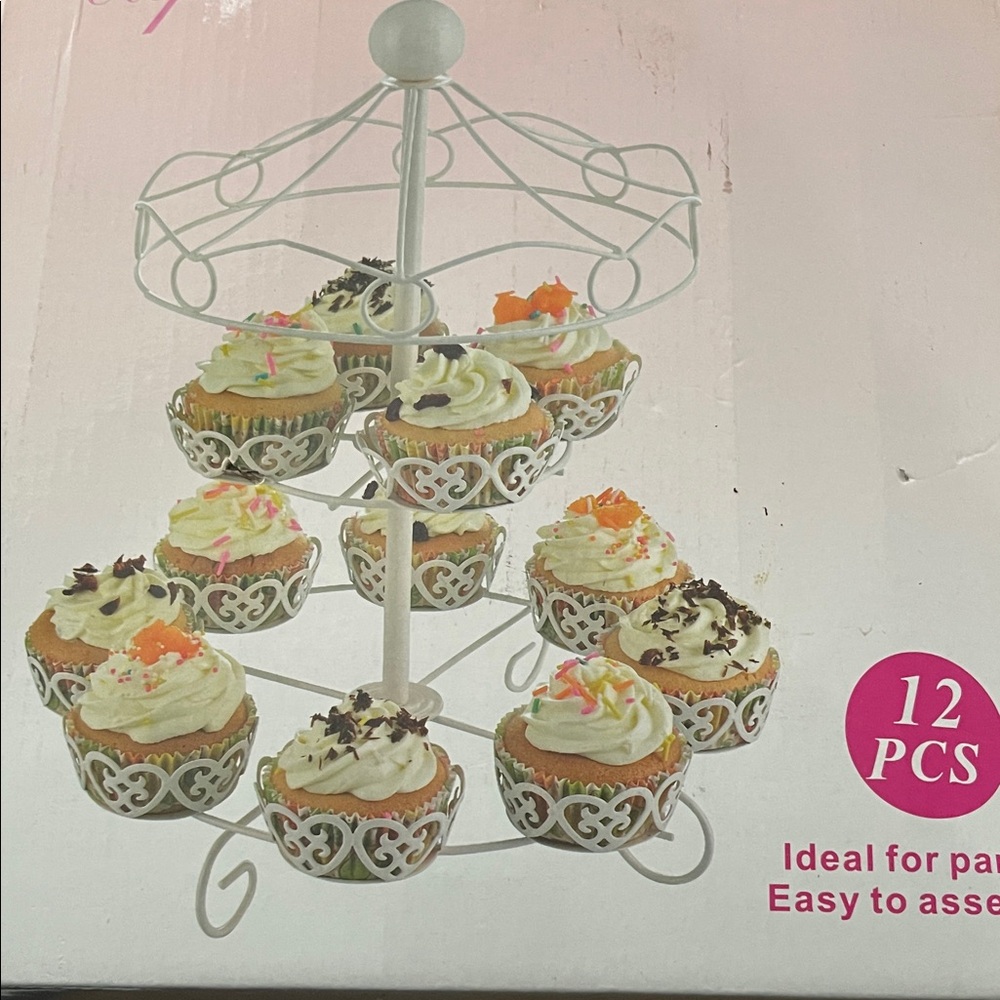 White 3-Tier Metal Cupcake Stand - Party Display